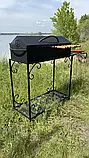 Мангал-барбекю на 12 шампурів на дровниці, 3 мм з кришкою + столик + решітка гриль, фото 7