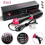 Фен щітка гребінець 3в1 One step Hair Dryer 1000 Вт 3 режими випрямляч для укладання волосся стайлер, фото 6