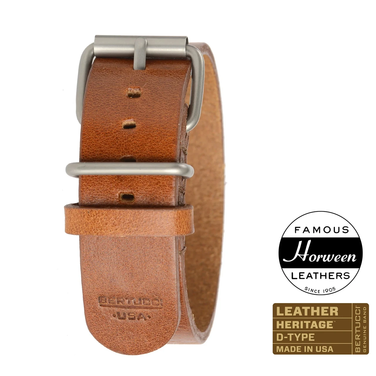 Шкіряний ремінець bertucci #188H - Scotch Veg. Tanned Horween® w/ matte hardware, 7/8" - 22 mm size for A-2, A-3, A-6 & B-1 Cases, фото 1