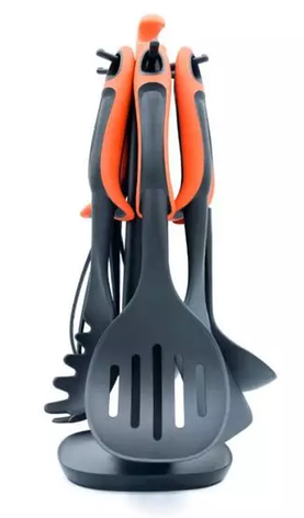 Набір кухонний Kitchen Tools PRO 7 предметів кухонного приладдя на підставці червоний, фото 1