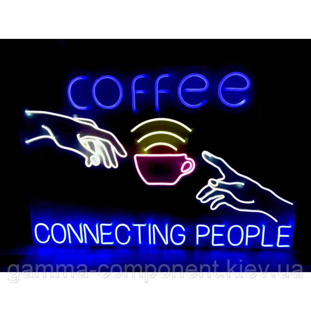 Неонова вивіска COFFEE CONNECTING PEOPLE (900х600)