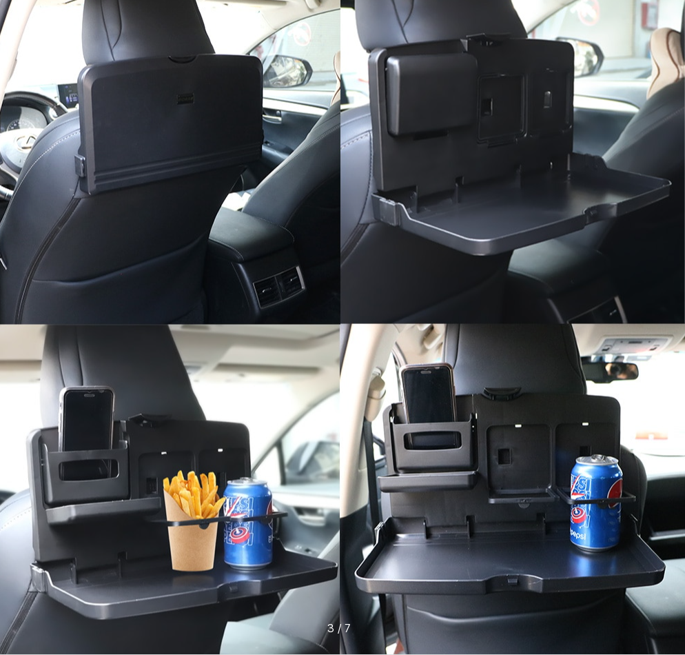 Автомобільний столик на спинку сидіння універсальний для напоїв і прийняття їжі ЧОРНИЙ
