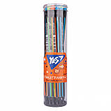 Олівець чорнографітний YES Neon Stripes трикутний з гумкою 280594, фото 2