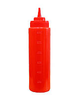 Пляшка для соусу червона, 800/900 мл (соунік, дипенсер, дозатор)