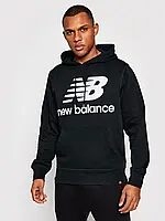 Мужская толстовка теплая с начесом New Balance худи с капюшоном нью беленс