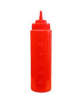 Пляшка для соусу червона, 600/720 мл (соунік, дипенсер, дозатор)