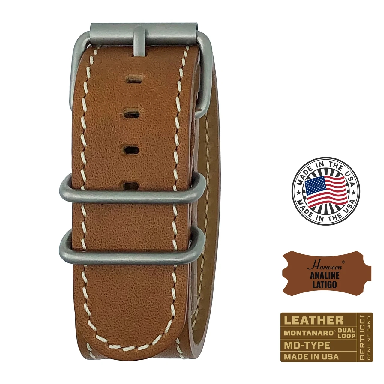 Шкіряний ремінець bertucci #364MD - Kodiak Analine Latigo w/ matte hardware, 1" - 26 mm size for A-4, A-5 & E-1 Cases, фото 1