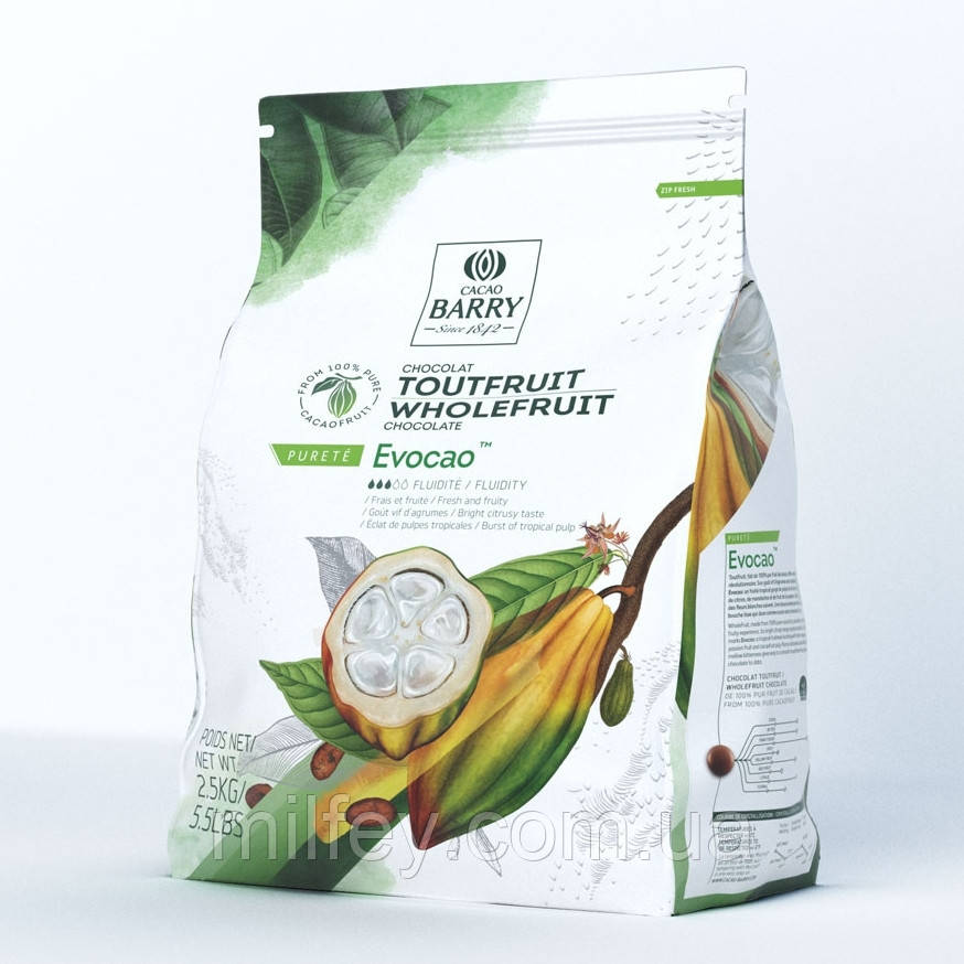 Темний шоколад кувертюр EVOCAO WholeFruit 72%, Cacao Barry, 2.5 кг