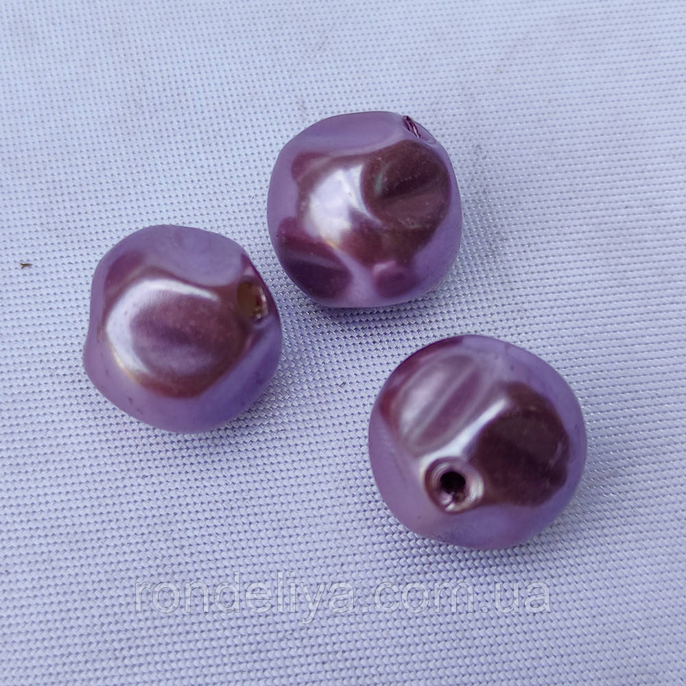 Намистина перламутр "Камінець 14 мм" Блідо рожевий, фото 1