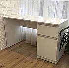 Білий письмовий стіл без ручок тумба 1 ящик 2 полиці, фото 2