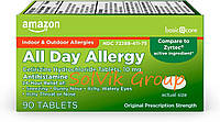 Антигистаминные таблетки, от аллергии Amazon Basic Care All Day Allergy Cetirizine Hydrochloride 10mg, 90 шт.