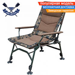 Велике складане крісло коропове для риболовлі TRAMP ROYAL Camo TRF-071 до 150 кг рибальське крісло коропове посилене усе регул-ся