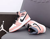 Жіночі кросівки Nike Air Jordan 1 Retro High Patent Pink toe, біло-рожеві шкіряні кросівки найк аір джордан ретро аїр, фото 3