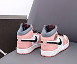 Жіночі кросівки Nike Air Jordan 1 Retro High Patent Pink toe, біло-рожеві шкіряні кросівки найк аір джордан ретро аїр, фото 6