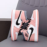 Жіночі кросівки Nike Air Jordan 1 Retro High Patent Pink toe, біло-рожеві шкіряні кросівки найк аір джордан ретро аїр, фото 5