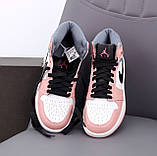 Жіночі кросівки Nike Air Jordan 1 Retro High Patent Pink toe, біло-рожеві шкіряні кросівки найк аір джордан ретро аїр, фото 2