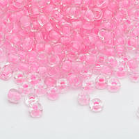 Бісер китайський Finding Розмір 2 мм прозорий з фарбованою серединкою Рожевий Упаковка 50 грам 61646