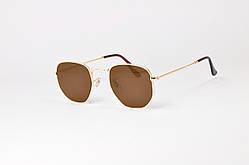 Сонцезахисні окуляри ДЛЯ ЗОРУ у стилі Ray-Ban в золотистій оправі з коричневою лінзою
