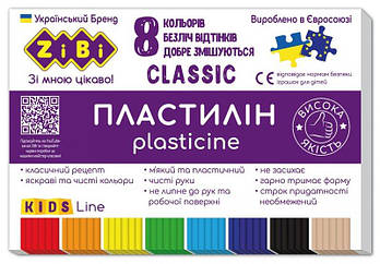 Пластилін CLASSIC 8 кольорів KIDS Line ZB.6231