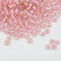 Бісер китайський Finding Розмір 2 мм прозорий з прокрашенною серединкою Блідо-рожевий Упаковка 50 грам 61637
