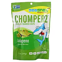 SeaSnax, Chomperz, хрустящие чипсы из морских водорослей, с перцем халапеньо, 1 унций (30 г) Киев