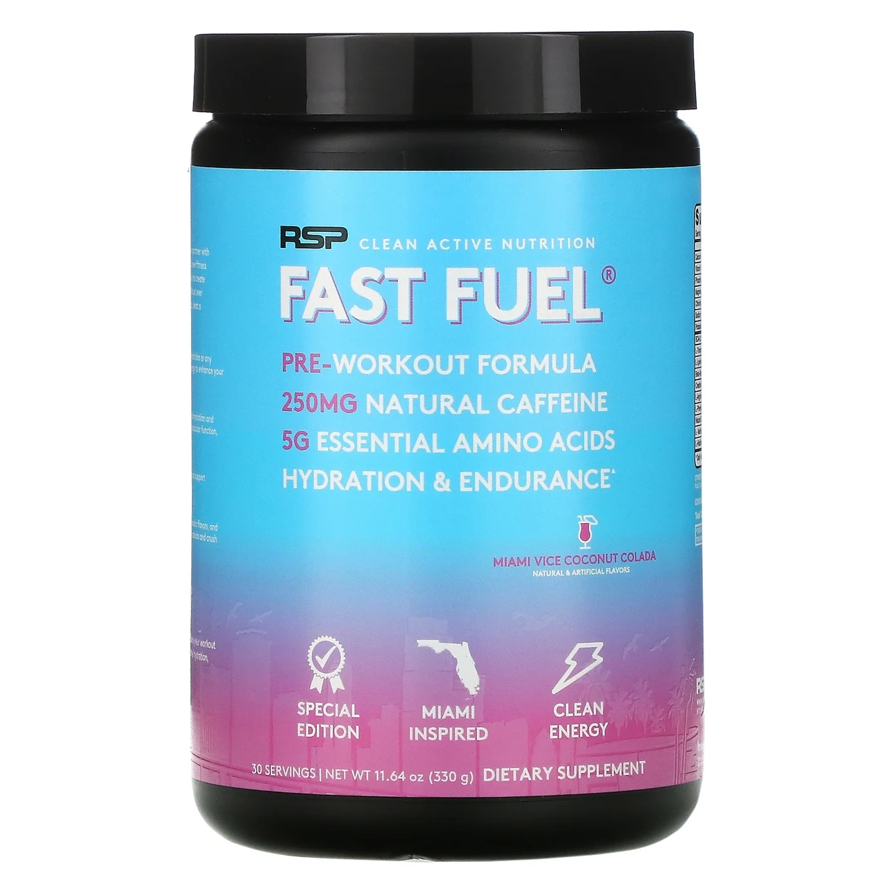 RSP Nutrition, Fast Fuel, формула перед тренировкой, восполнение жидкости и выносливость, со вкусом кокосового - фото 1 - id-p1677774689