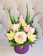 Кошик квітів\ Букет з квітами з мила\ Подарунок для коханої\ Квіти з мила