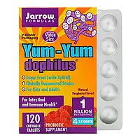 Jarrow Formulas, Yum-Yum Dophilus, без сахара, с натуральным ароматизатором со вкусом малины, 120 жевательных