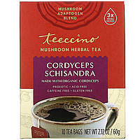 Teeccino, Травяной чай с грибами, кордицепс и лимонник, без кофеина, 10 чайных пакетиков, 60 г (2,12 унции)