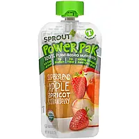 Sprout Organic, Power Pak, от 12 месяцев и старше, суперсмесь с яблочным, абрикосом и клубникой, 113 г (4,0