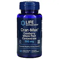 Life Extension, Cran-Max, концентрат цельных ягод клюквы, 500 мг, 60 вегетарианских капсул Киев