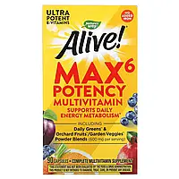 Nature's Way, Alive! Max6 Potency, мультивитамины повышенной эффективности, без добавления железа, 90 капсул