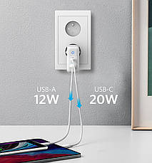 Зарядний пристрій (зарядка) для телефону ANKER PowerPort Type-C + USB 35 Вт Білий (A2636G21), фото 4