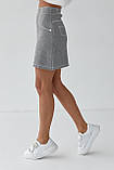 Трикотажна міні-спідниця з намальованими гудзиками і кишенями LUREX - сірий колір, L (є розміри), фото 5