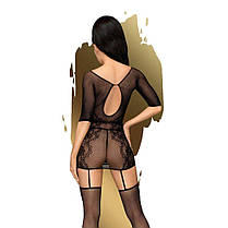 BodyStocking Penthouse High Stakes S/L Black, міні-сукня, квітковий декор, глибоке декольте, панчохи, фото 5