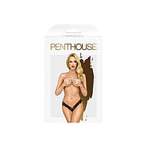 Penthouse небезпечний коханий м/л чорний, мереживо, висока посадка, різання, лук, Бантік, фото 4