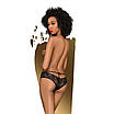 Трусики-бразиліана Penthouse Adore Me L/XL Black, квіткове мереживо, тонкі ремінці, бантики, фото 3