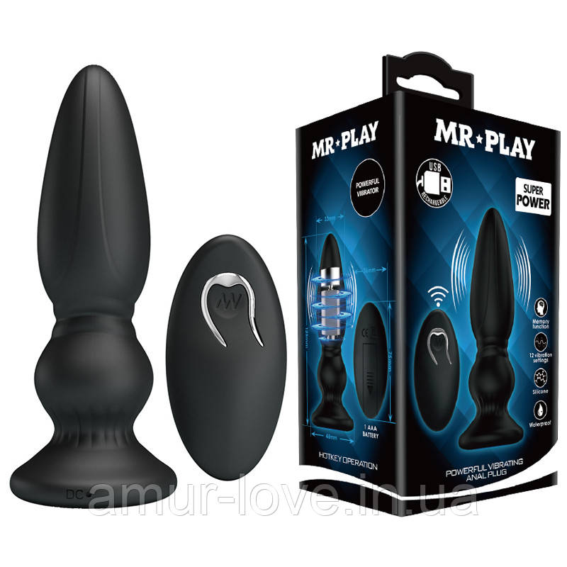 Анальний корок Mr.Play Vibrating Prostate Massager Black, фото 1