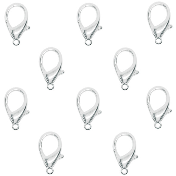 Набір 10 шт 12 на 6 мм Замок Застібка Карабін, Метал, Колір Світле Срібло, Рукоділля, Фурнітура Біжутерія, фото 1