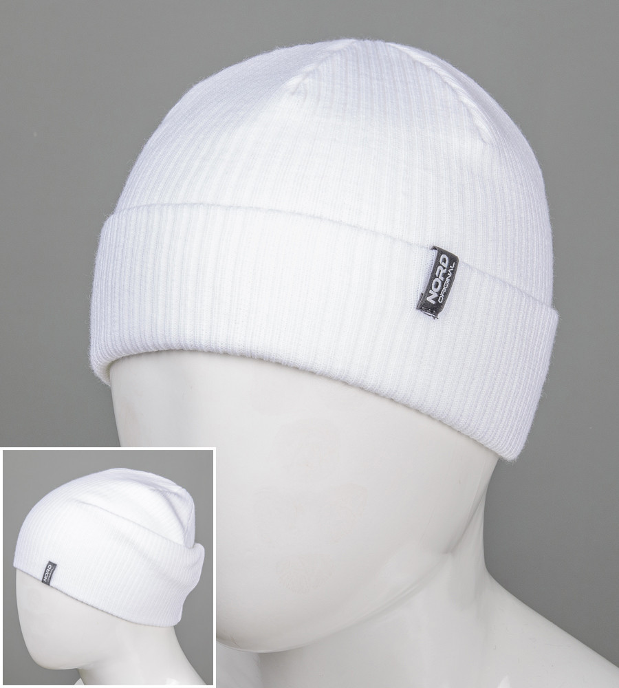 Подовжена шапка чулок з виборкою (m10), Білий, фото 1