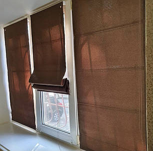 Римська штора Соло Рогожка Dimout LUX горіховий колір, фото 3