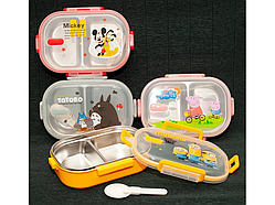 ❤️Ланчбокс для дітей 700 мл (2 відділення, всередині з нержавіючої сталі) якісний, зручний, компактний, гарний