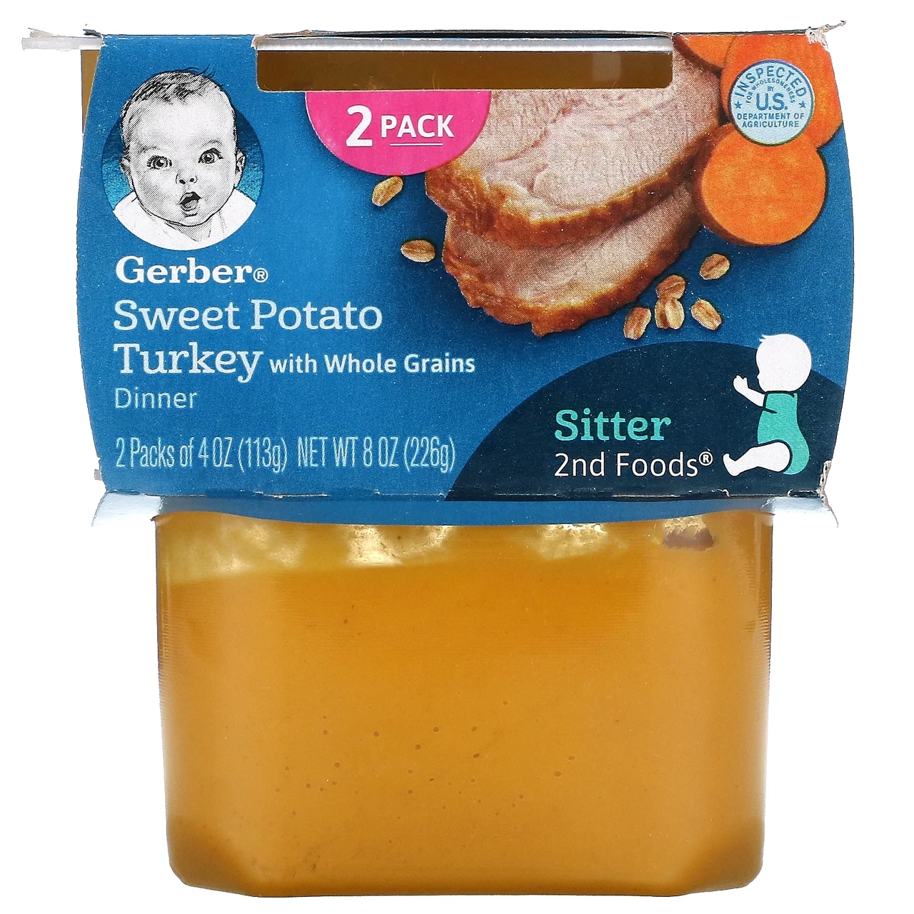 Gerber, Sweet Potato Turkey with Whole Grains Dinner, Sitter, 2 Pack, 4 oz (113 g) Each Киев - фото 1 - id-p1677850940