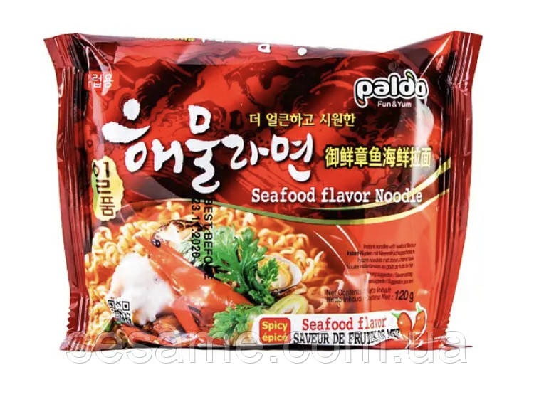 Локшина швидкого приготування з морепродуктами (гостра) Seafood Flavor Noodle PALDO 140 г