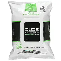 Dude Products, Тонизирующие салфетки для лица и тела, 30 салфеток