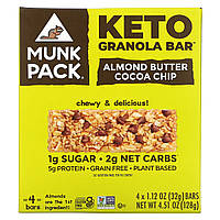 Munk Pack, Keto Granola, батончики с миндальным маслом и какао, 4 батончика по 32 г (1,12 унции) Киев