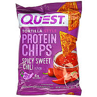 Quest Nutrition, Протеиновые чипсы по типу тортильи, острый сладкий перец чили, 8 пакетиков по 32 г (1,1 Киев