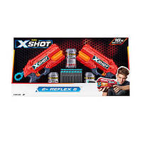 Набор скорострельных бластеров Zuru X-Shot Red EXCEL Reflex Double 2 бластеря 3 банки 16 патронов 36434R