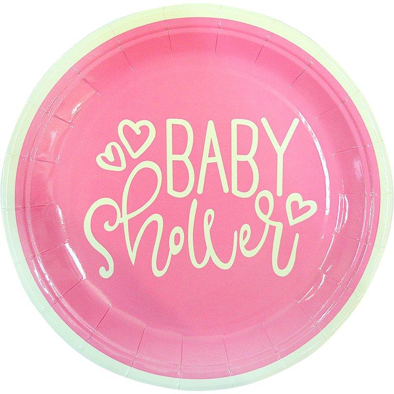 Тарілки Baby Shower (рожеві) 23см