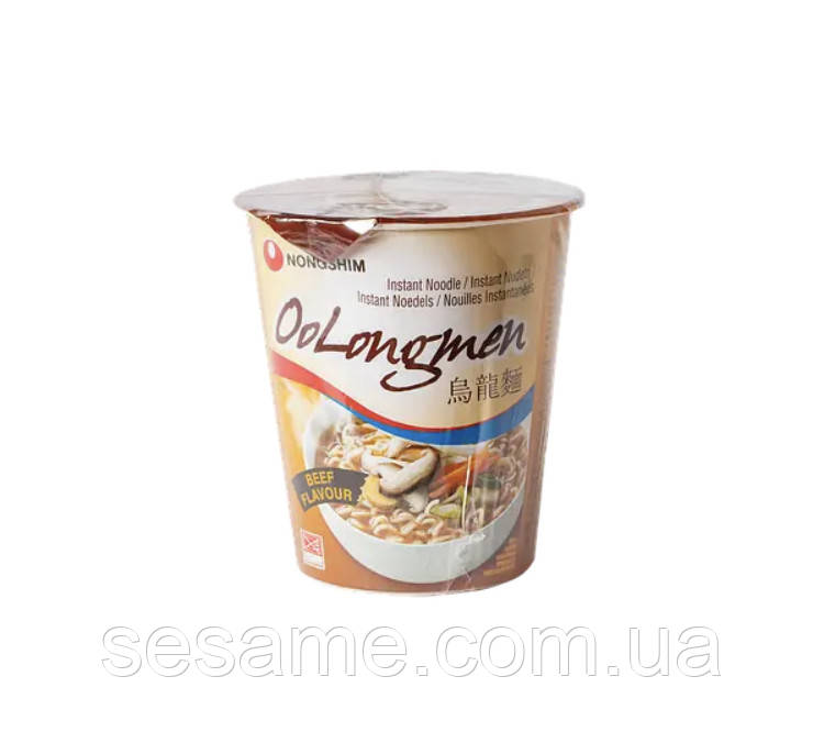 Лапша быстрого приготовления в стаканчике с говяжьей Oolongmen Beef Flavour NONGSHIM 75 г - фото 1 - id-p646761270